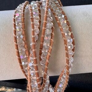 Victoria Emerson Crystal Wrap Bracelet Boho Chic Layered Adjustable